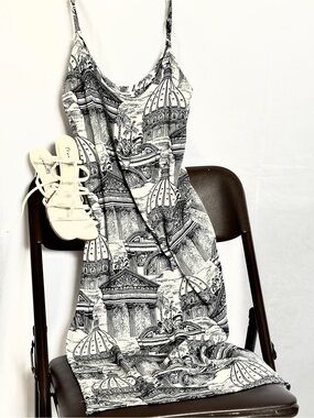 Reformation Architectural Print Cowl Neck Midi Dress